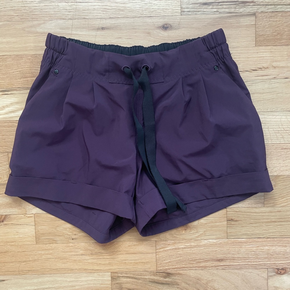 lululemon Plum Athletic Shorts with Black Drawstring